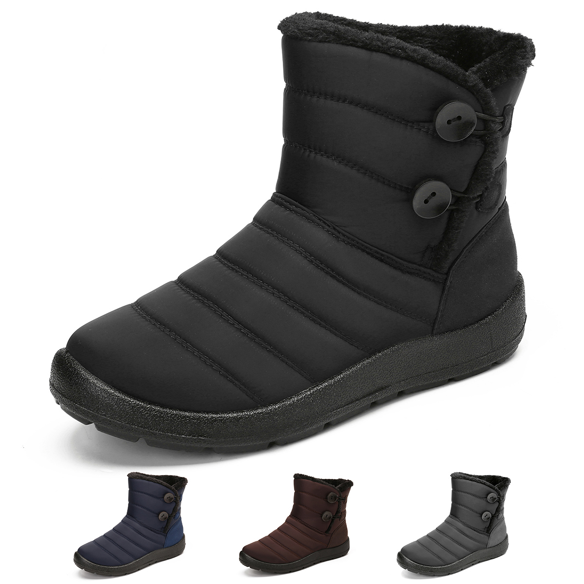 gracosy Winter Snow Ankle Boots Fur Lining Waterproof Outdoor Slip On Booties Sneakers for Men and Women