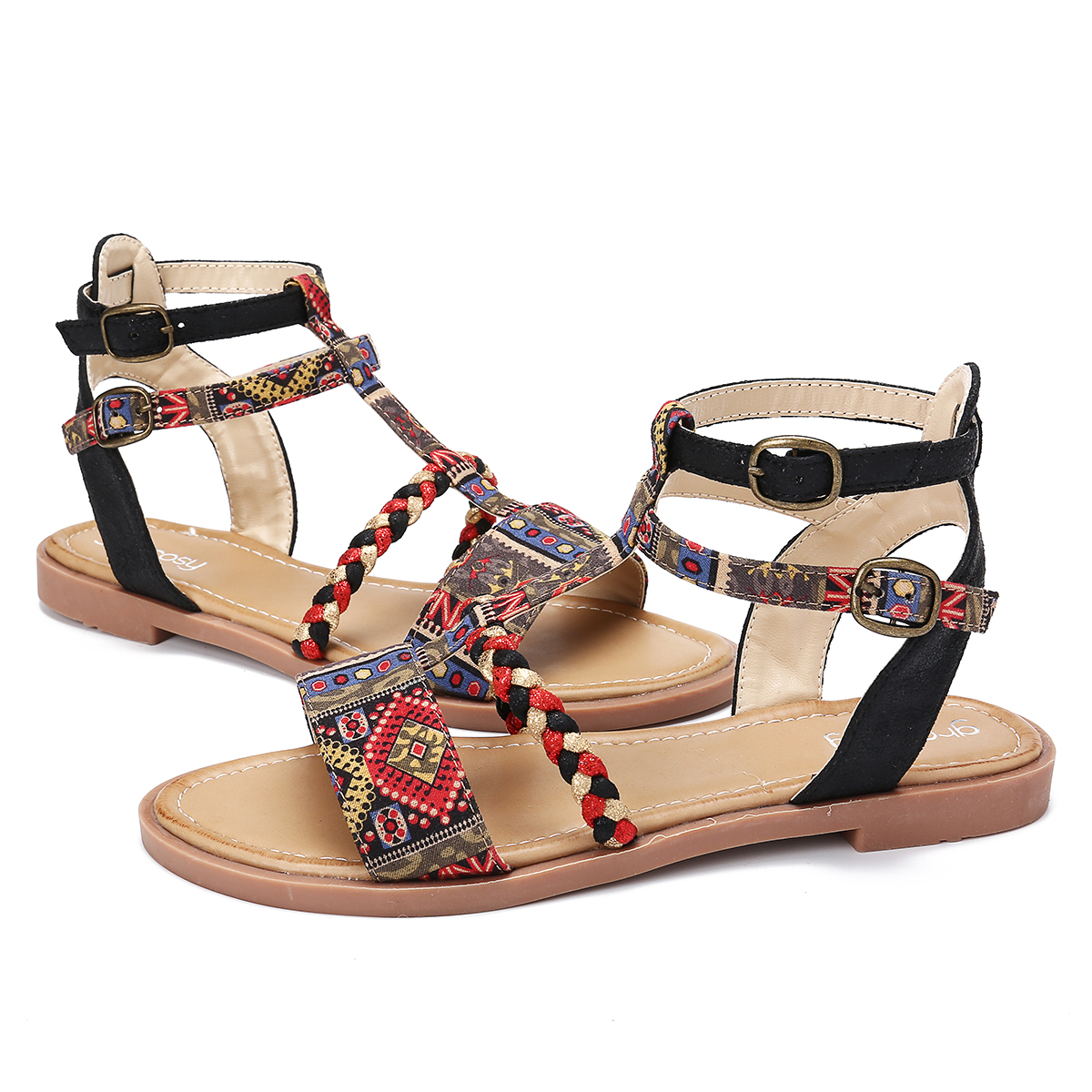 gracosy Summer Women Flat Gladiator Sandals