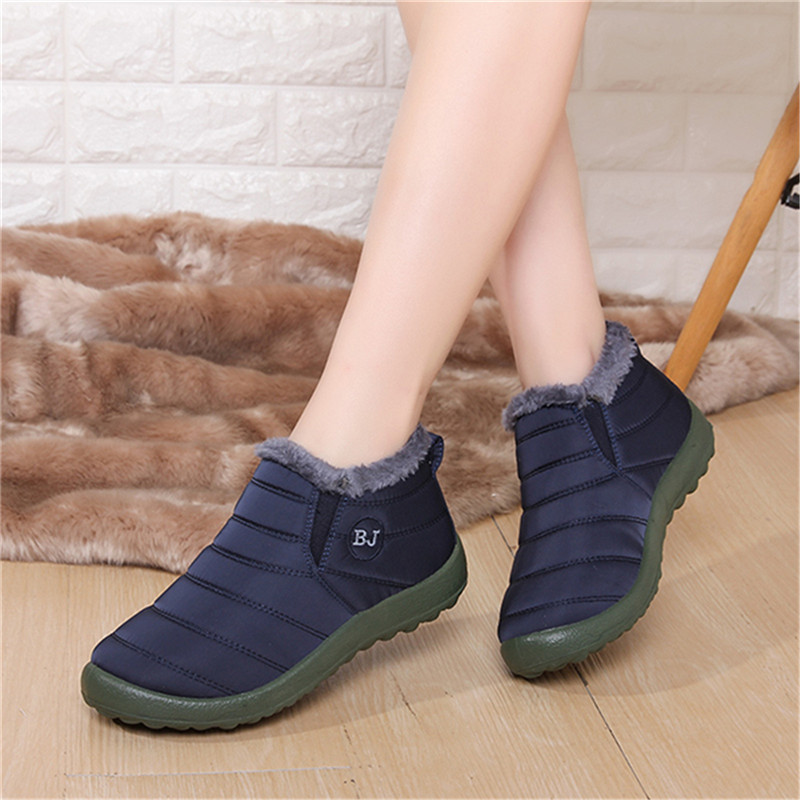 Casual Warm Lining Flat Ankle Snow Boots For Women Lightweight